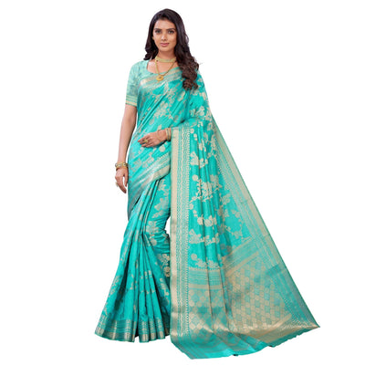Firozi Festive Wear Woven Art Silk Saree
