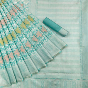 Firozi Festive Wear Woven Art Silk Saree