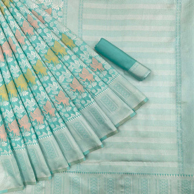 Firozi Festive Wear Woven Art Silk Saree