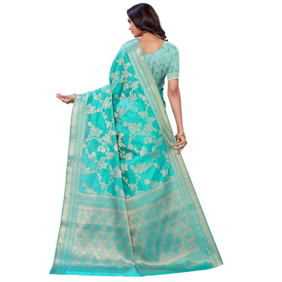 Firozi Festive Wear Woven Art Silk Saree