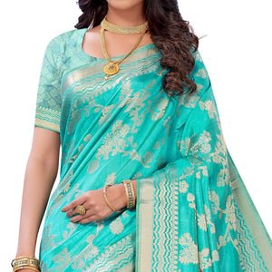 Firozi Festive Wear Woven Art Silk Saree