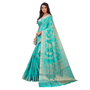 Firozi Festive Wear Woven Art Silk Saree