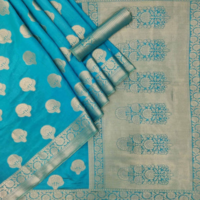Firozi Festive Wear Woven Silk Saree