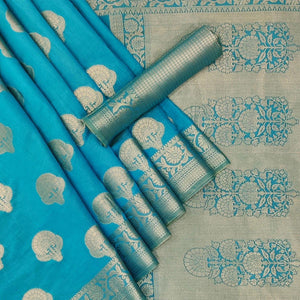 Firozi Festive Wear Woven Silk Saree