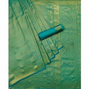 Firozi Woven Jacquard Saree