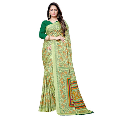Flamboyant Green Colored Casual Printed Silk Saree