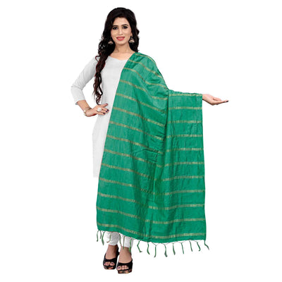 Flamboyant Green Colored Festive Wear Cotton Dupatta