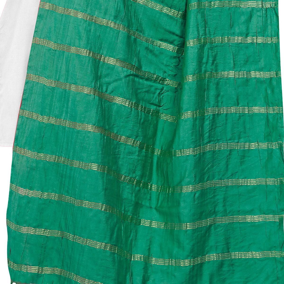 Flamboyant Green Colored Festive Wear Cotton Dupatta