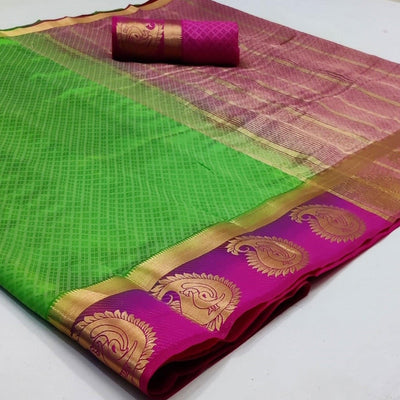 Flattering Green Coloured Festive Wear Woven Art Silk Saree