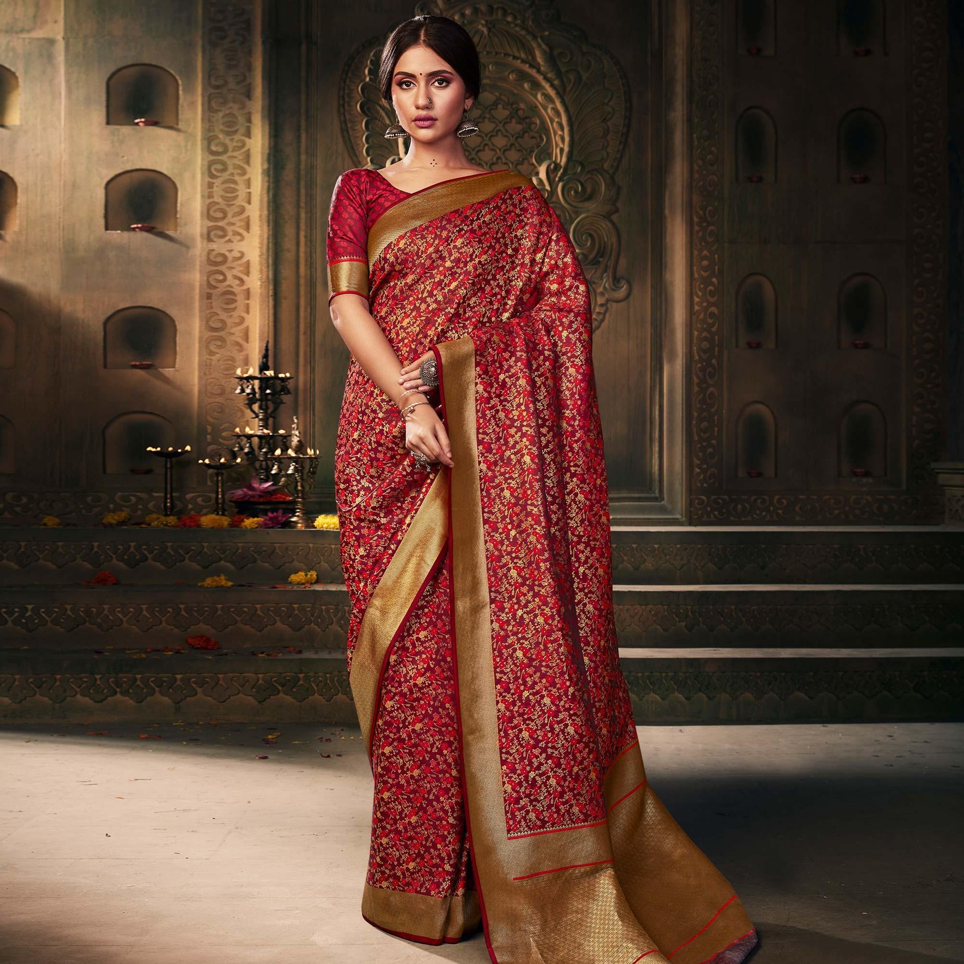 Flattering Maroon Colored Festive Wear Woven Banarasi Silk Saree