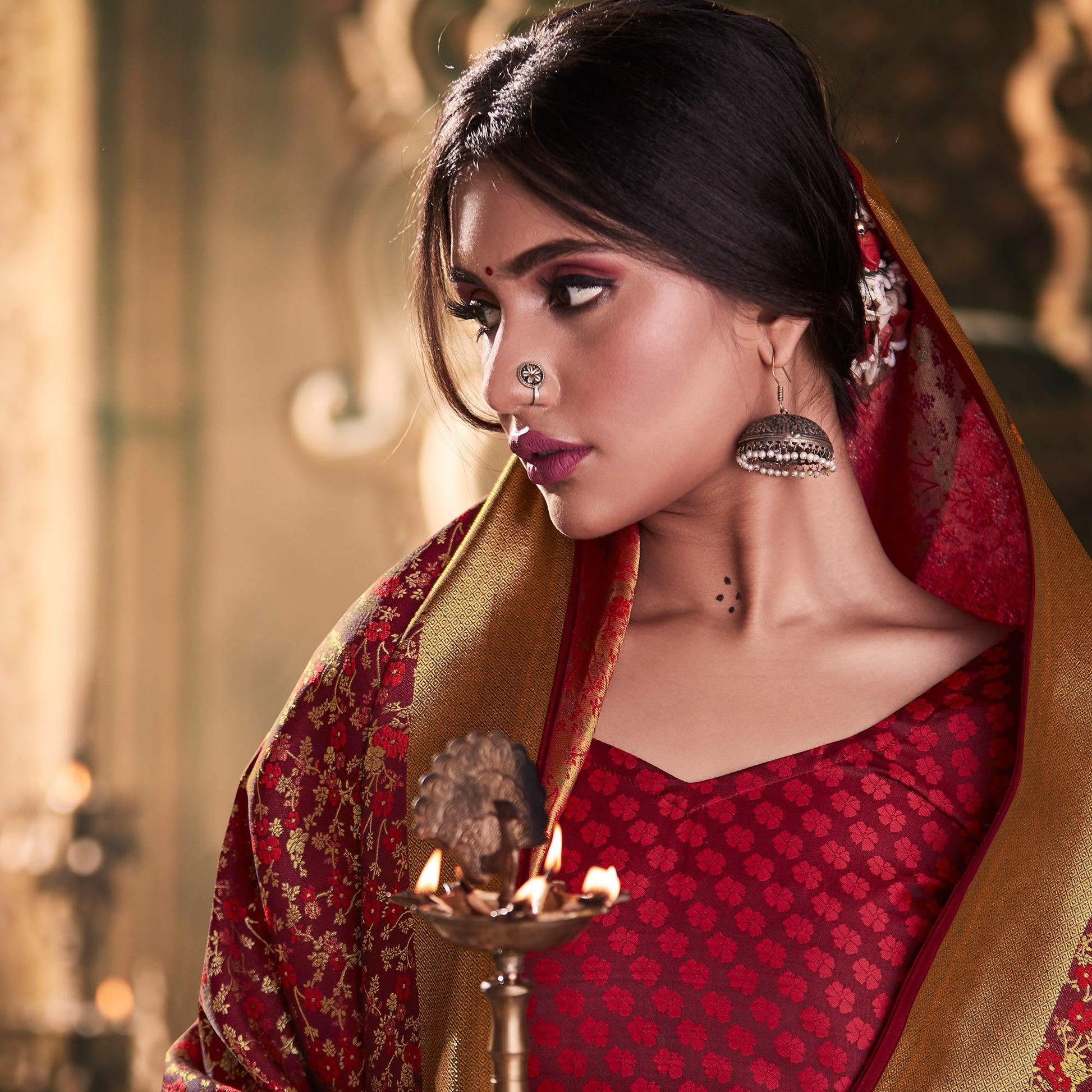 Flattering Maroon Colored Festive Wear Woven Banarasi Silk Saree