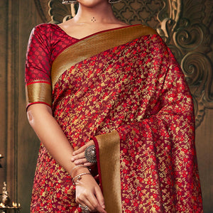 Flattering Maroon Colored Festive Wear Woven Banarasi Silk Saree