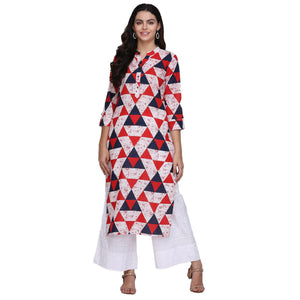 Flattering Multi Colored Casual Printed Cotton Kurti