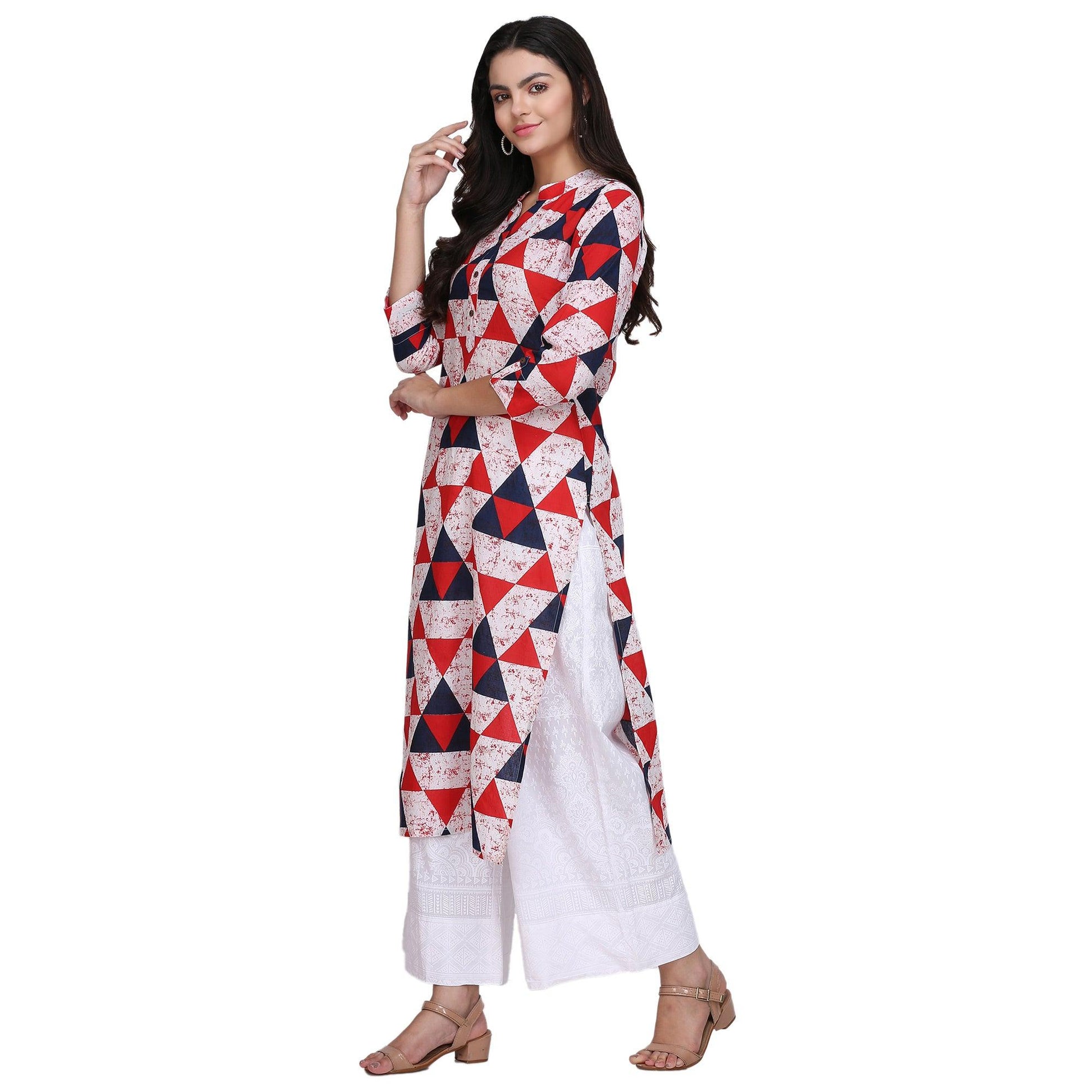 Flattering Multi Colored Casual Printed Cotton Kurti