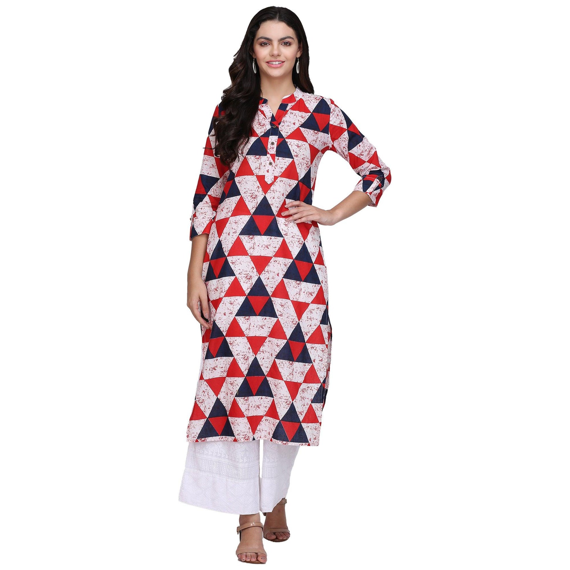 Flattering Multi Colored Casual Printed Cotton Kurti