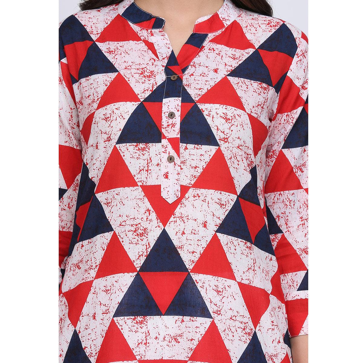 Flattering Multi Colored Casual Printed Cotton Kurti