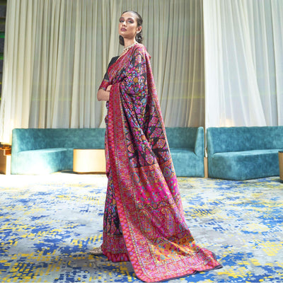 Flattering Multi Coloured Festive Wear Handloom Woven Silk Saree