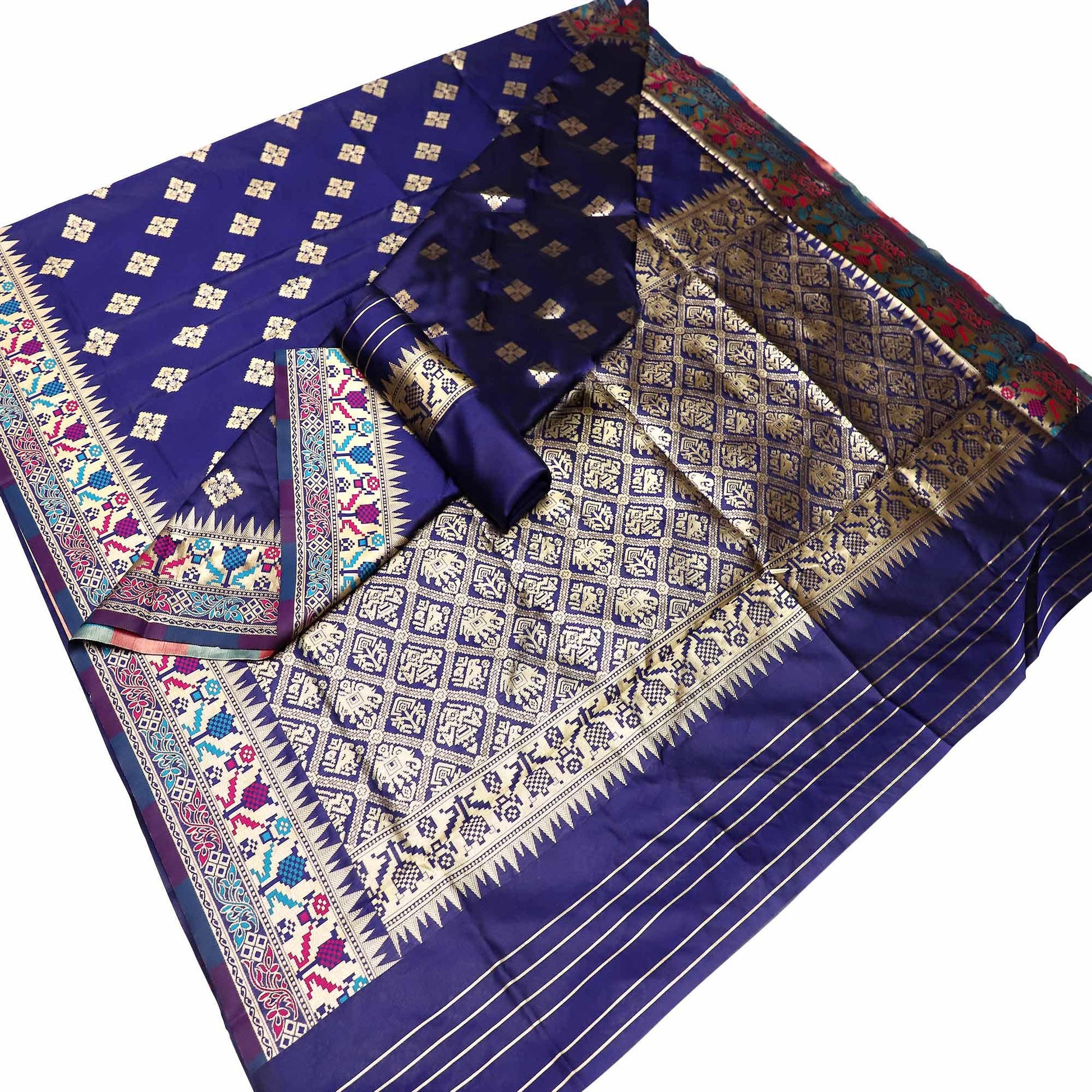 Flattering Navy Blue Colored Festive Wear Woven Banarasi Silk Saree