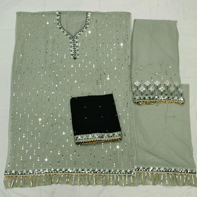 Flattering Pastel Green Colored Partywear Embroidered Georgette Palazzo Suit