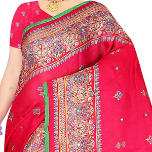 Flattering Pink Coloured Casual Wear Woven Cotton Jute Saree