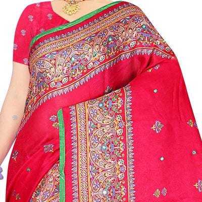 Flattering Pink Coloured Casual Wear Woven Cotton Jute Saree