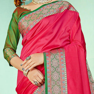 Flattering Pink Coloured Partywear Woven Silk Saree
