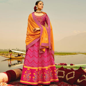 Flattering Pink Coloured Wedding Wear Designer Stone Work Heavy Silk Lehenga Choli
