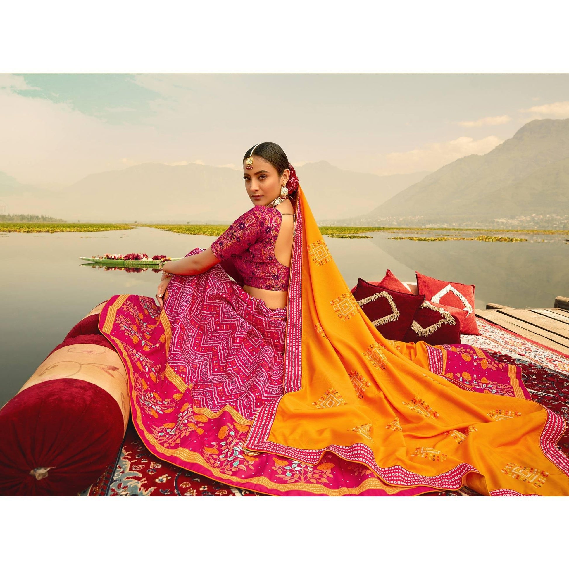 Flattering Pink Coloured Wedding Wear Designer Stone Work Heavy Silk Lehenga Choli