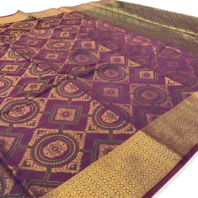 Flattering Purple Colored Festive Wear Woven Silk Saree