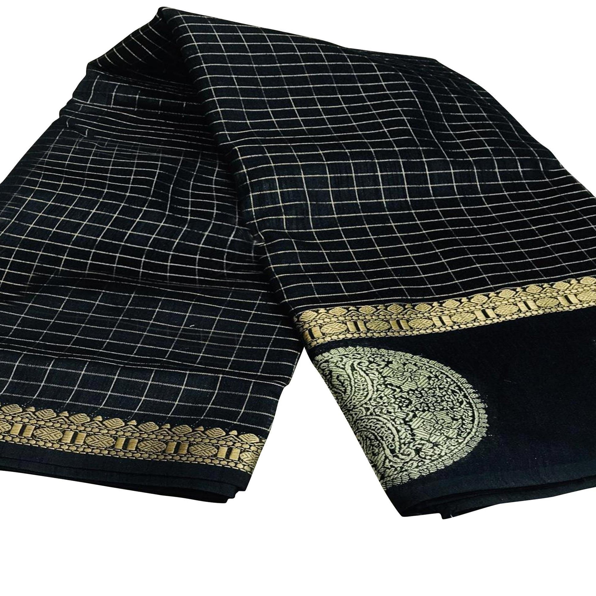 Flaunt Black Colored Festive Wear Woven Silk Saree