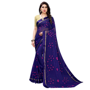 Flaunt Blue Colored Casual Wear Bandhani Printed Art  Silk Saree