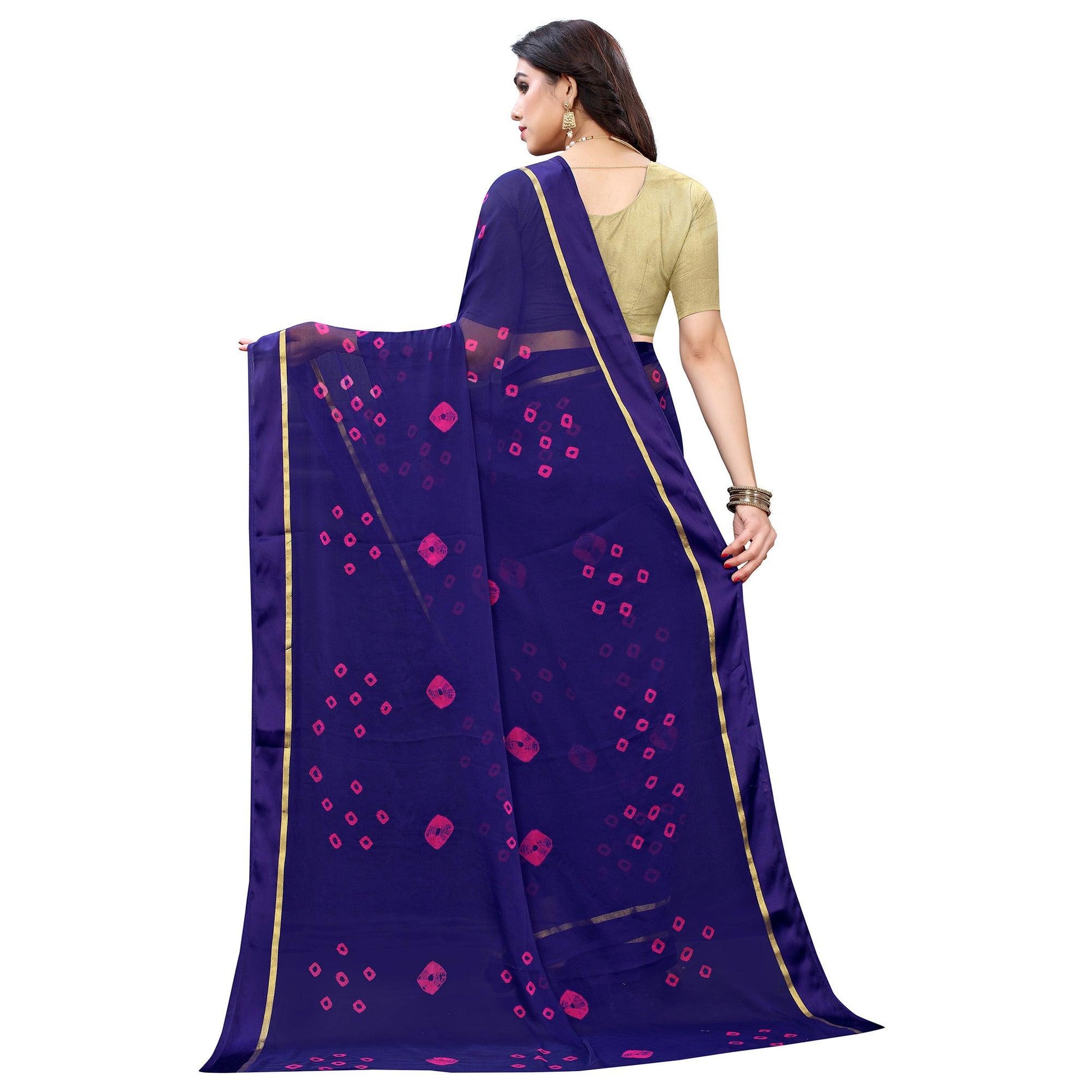 Flaunt Blue Colored Casual Wear Bandhani Printed Art  Silk Saree