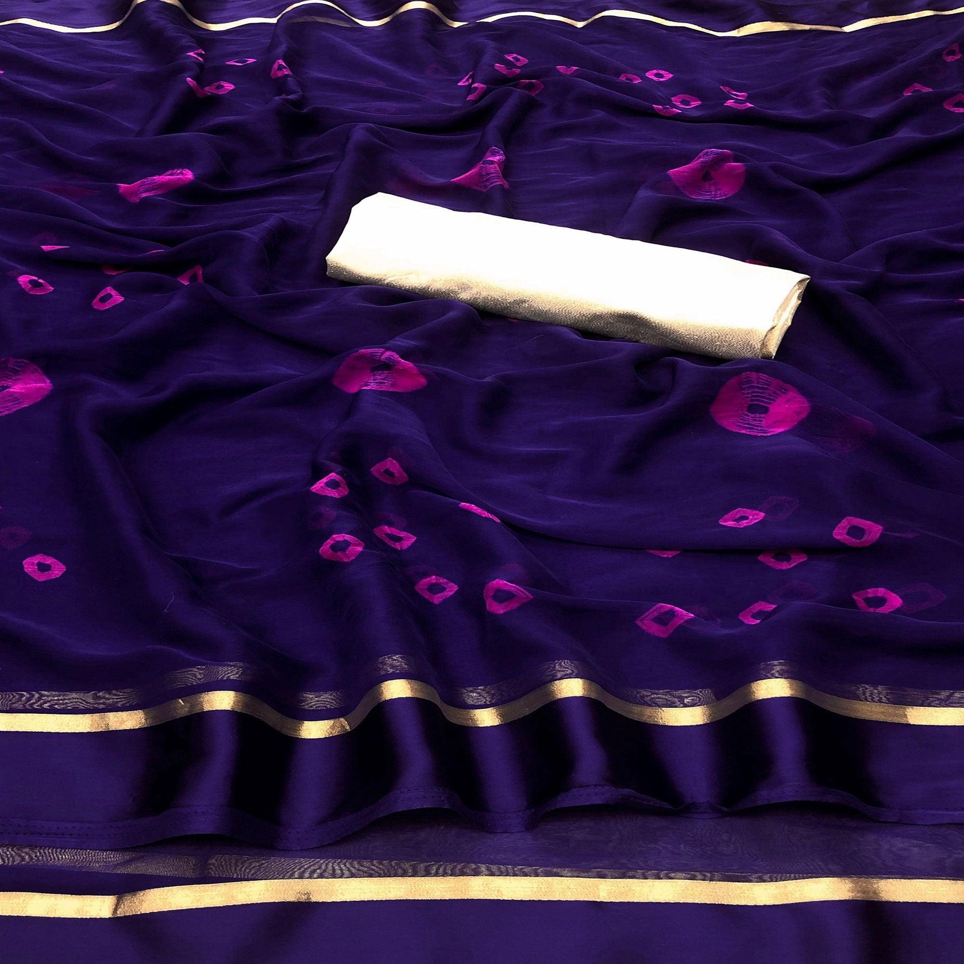 Flaunt Blue Colored Casual Wear Bandhani Printed Art  Silk Saree