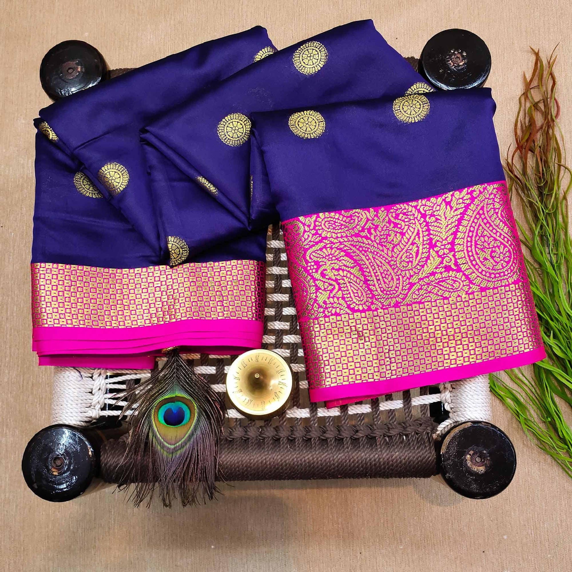 Flaunt Blue Colored Festive Wear Woven Kanjivaram Silk Saree