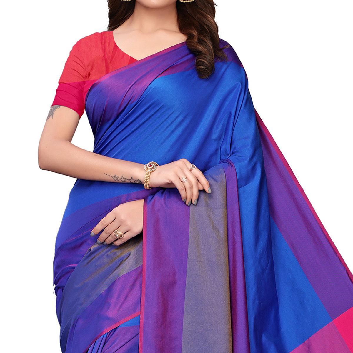Flaunt Blue Festive Wear Woven Art Silk Saree