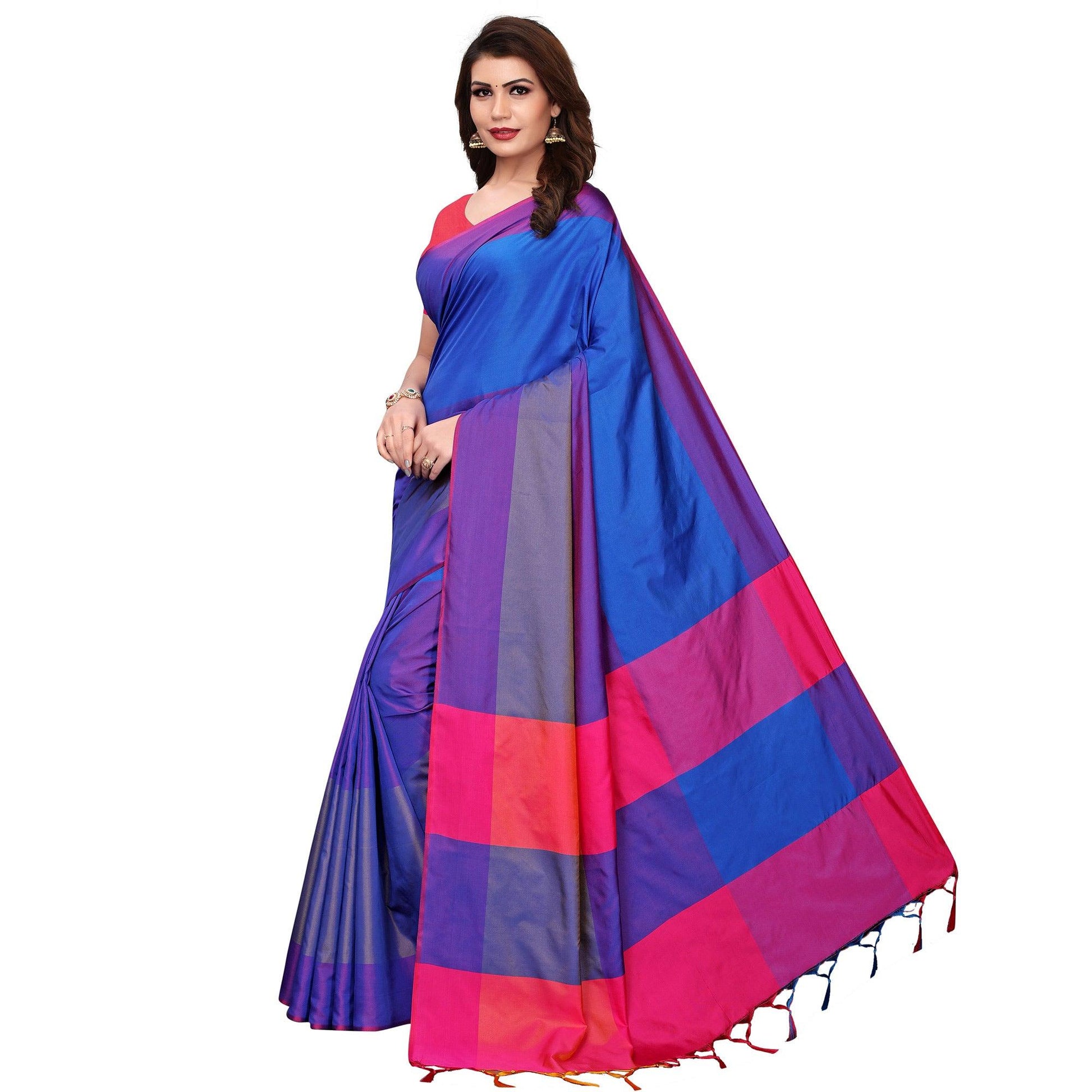 Flaunt Blue Festive Wear Woven Art Silk Saree