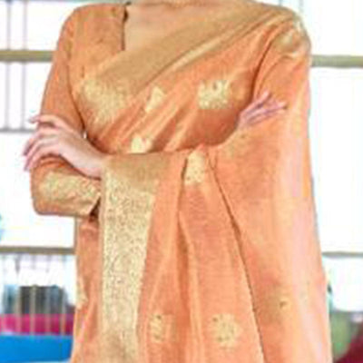 Flaunt Peach Coloured Partywear Organza weaving Saree