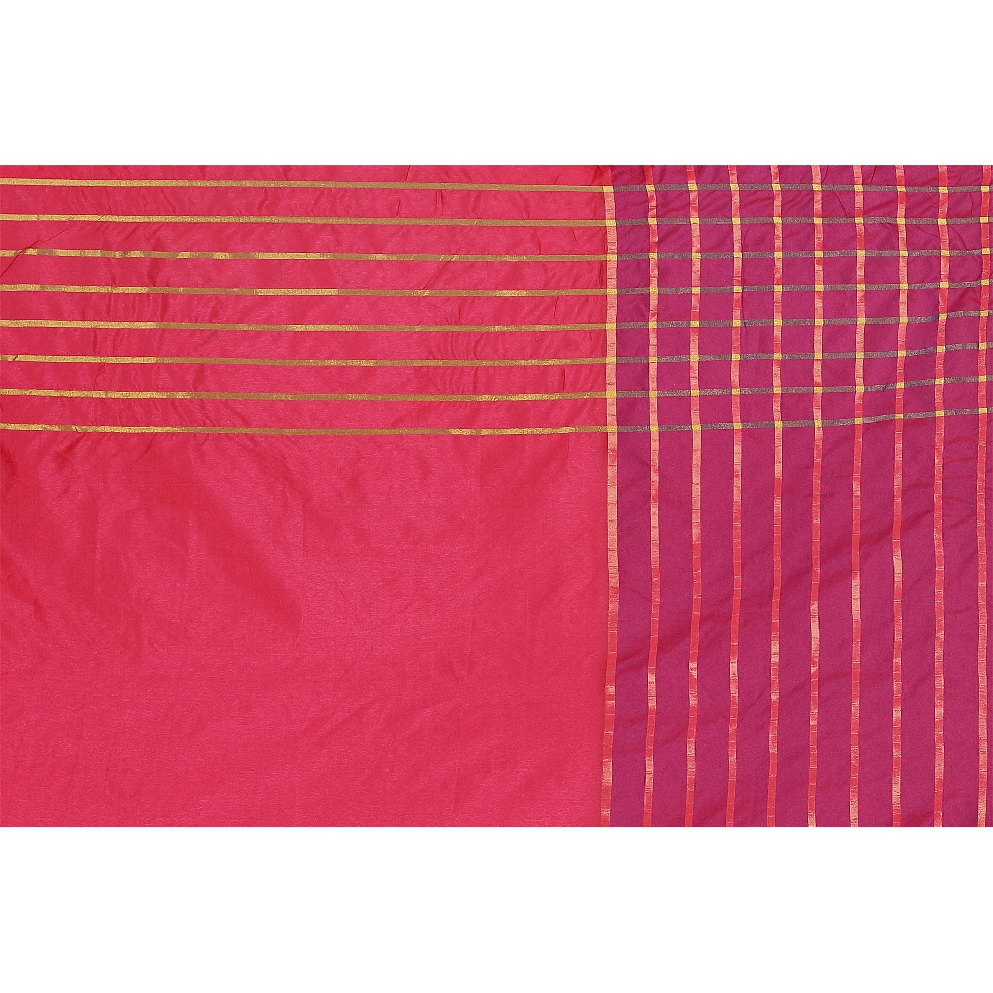 Flaunt Pink Colored Casual Wear Woven Cotton Silk Saree