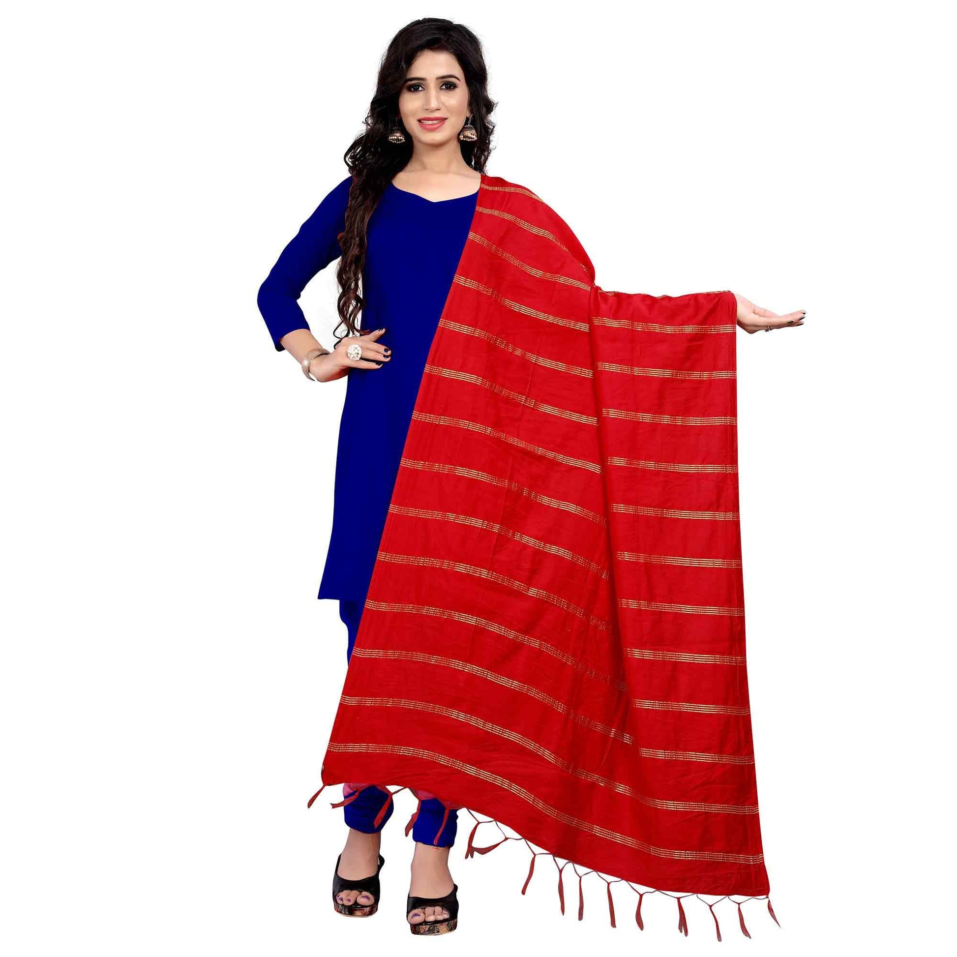 Flaunt Red Colored Festive Wear Cotton Dupatta