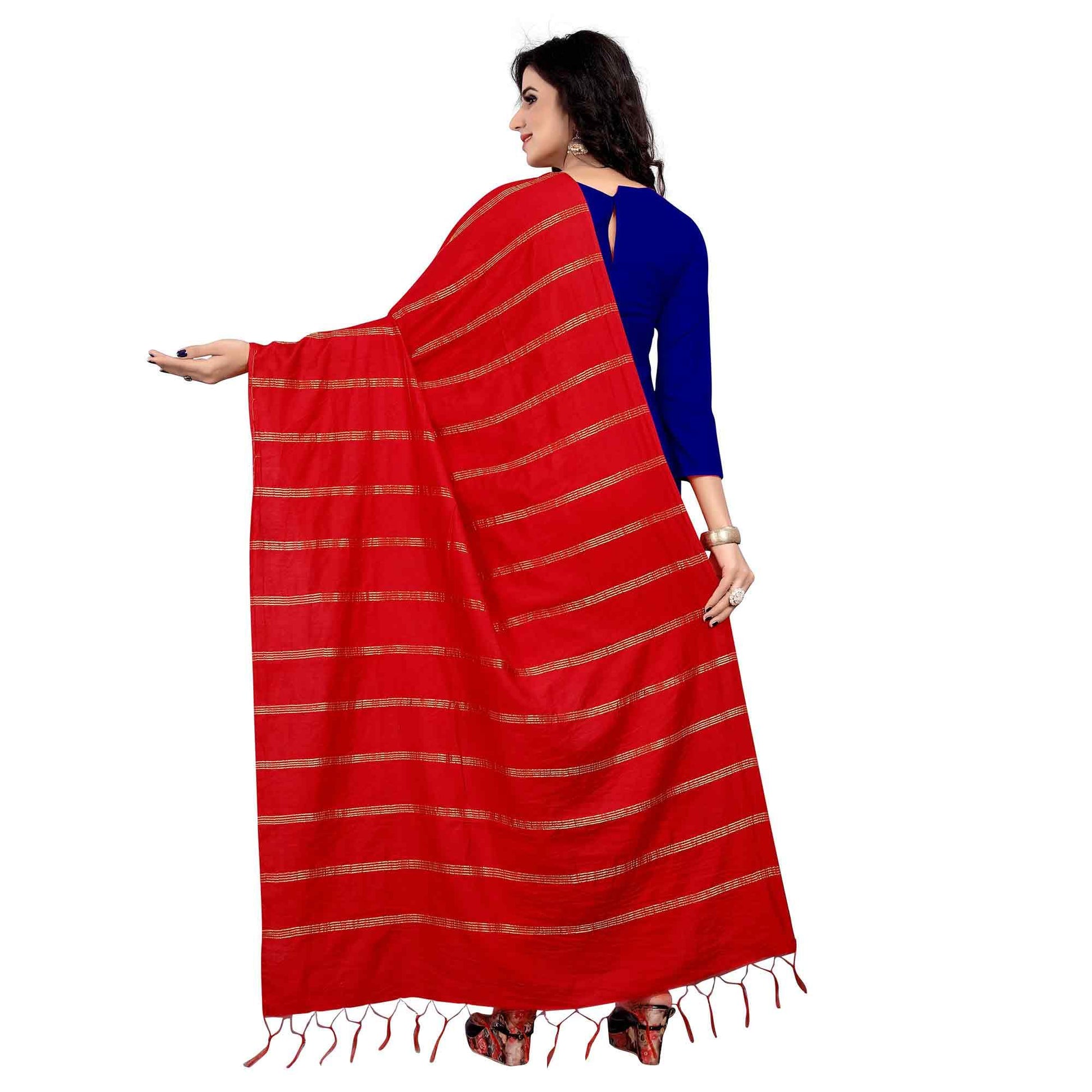 Flaunt Red Colored Festive Wear Cotton Dupatta
