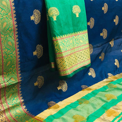 Flaunt Royal Blue Colored Festive Wear Woven Art Silk Saree