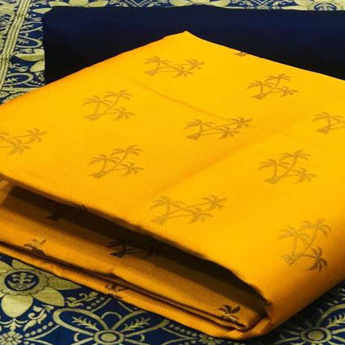Flaunt Yellow Colored Casual Wear Banarasi Silk Dress Material