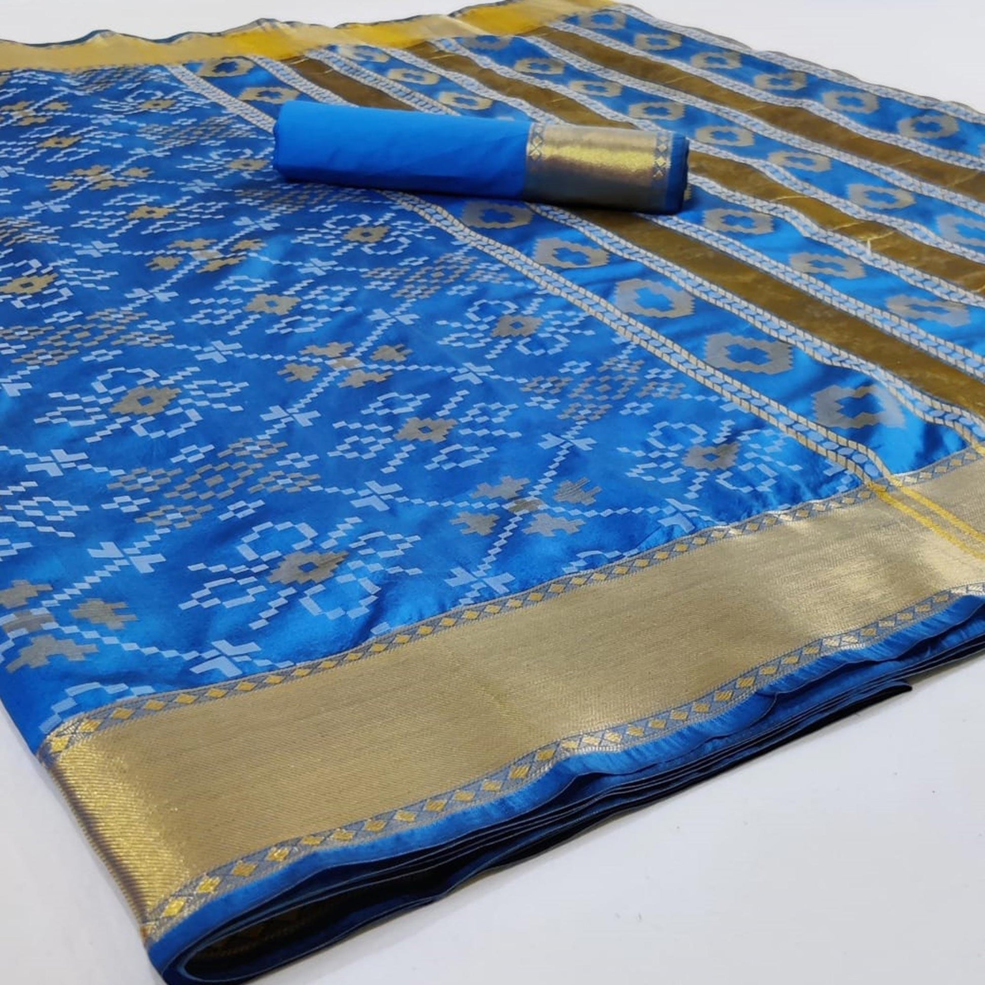 Flirty Blue Colored Festive Wear Woven Silk Saree