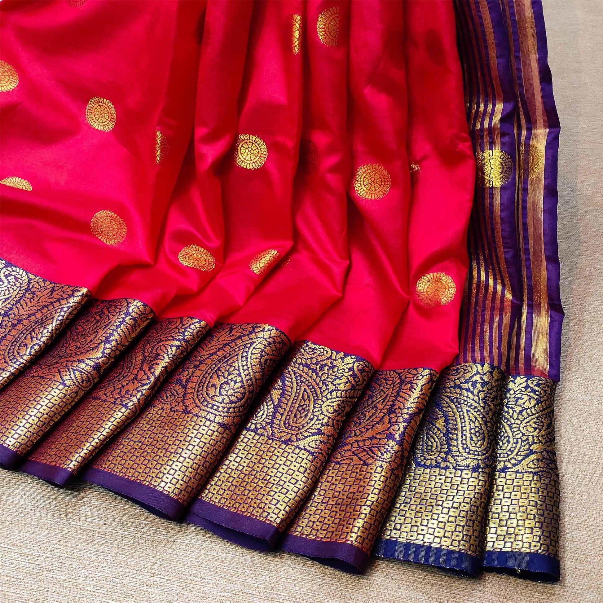 Flirty Dark Pink Colored Festive Wear Woven Kanjivaram Silk Saree