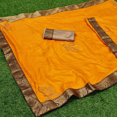 Flirty Mustard Coloured Casual Wear Lace Border Dola Silk Saree