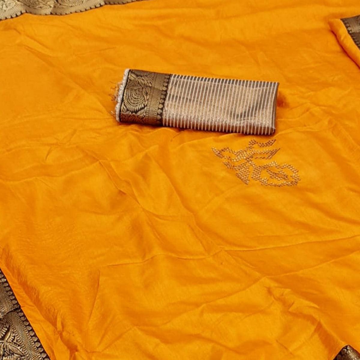 Flirty Mustard Coloured Casual Wear Lace Border Dola Silk Saree