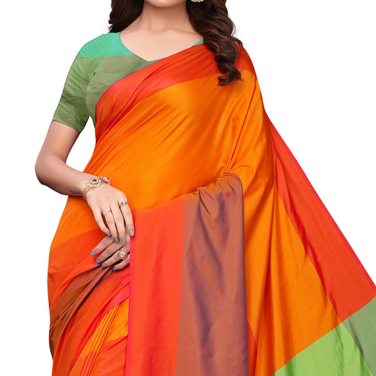 Flirty Orange-Multi Festive Wear Woven Art Silk Saree
