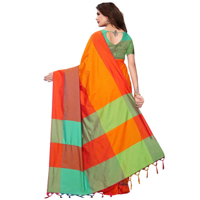 Flirty Orange-Multi Festive Wear Woven Art Silk Saree
