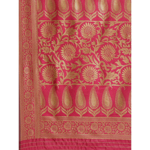 Flirty Pink Colored Festive Wear Woven Silk Blend Saree