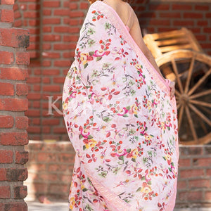 Light Pink Floral Print Saree